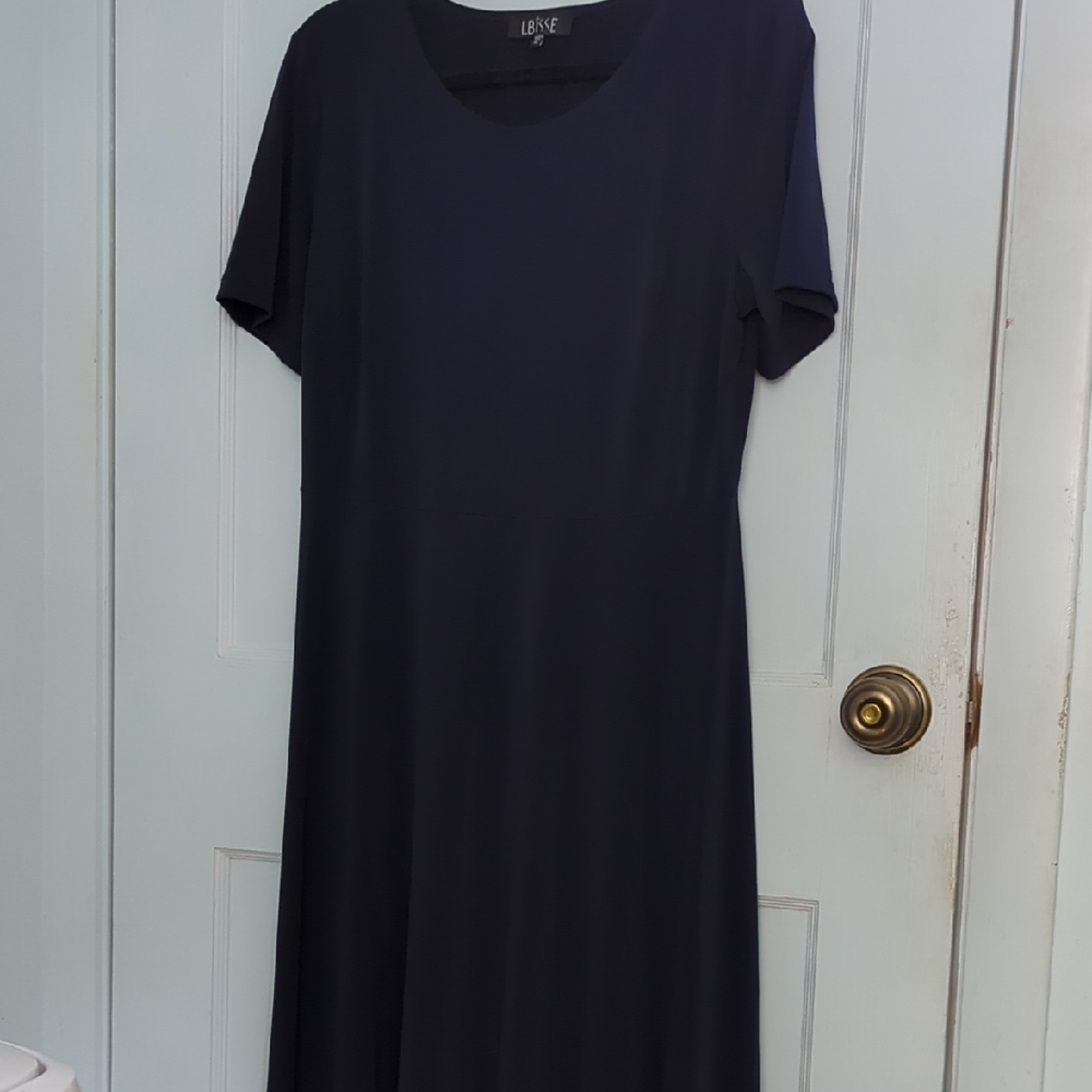 Lbisse Dark Blue Sz XL Maxi Sheath Dress Crew Neck Short Sleeve